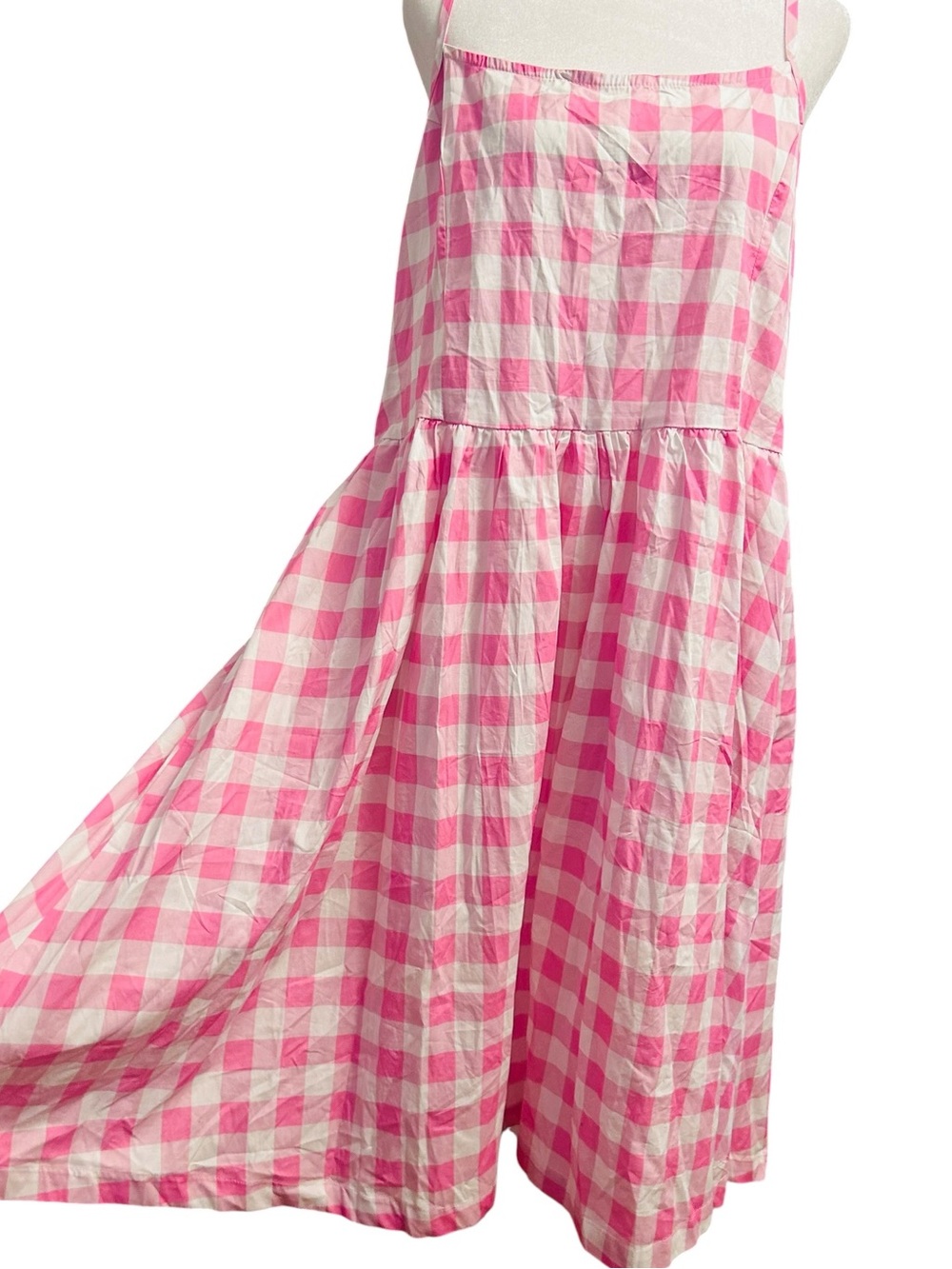 Unique Vintage Pink and White Gingham Midi Dress NWT Cottagecore - Picture 2 of 7